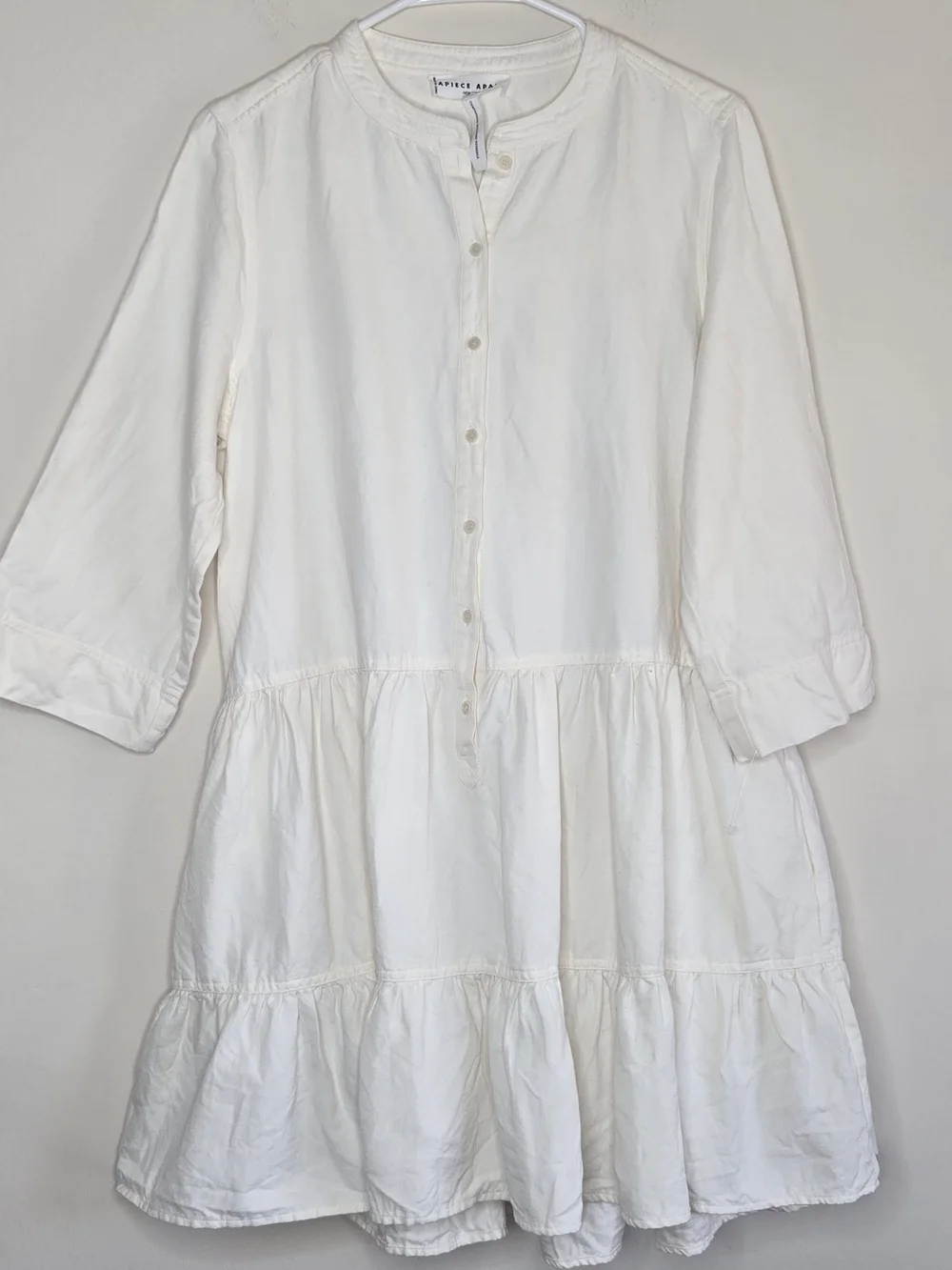 Apiece Apart White Tiered Cotton Dress Minimalist Boho Summer Casual
